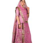Lavender Bamber Satin Aari Salma Work Poshak Set (Unstitched) | Pure Georgette Odhna | Jaipurio Ethnic Wear